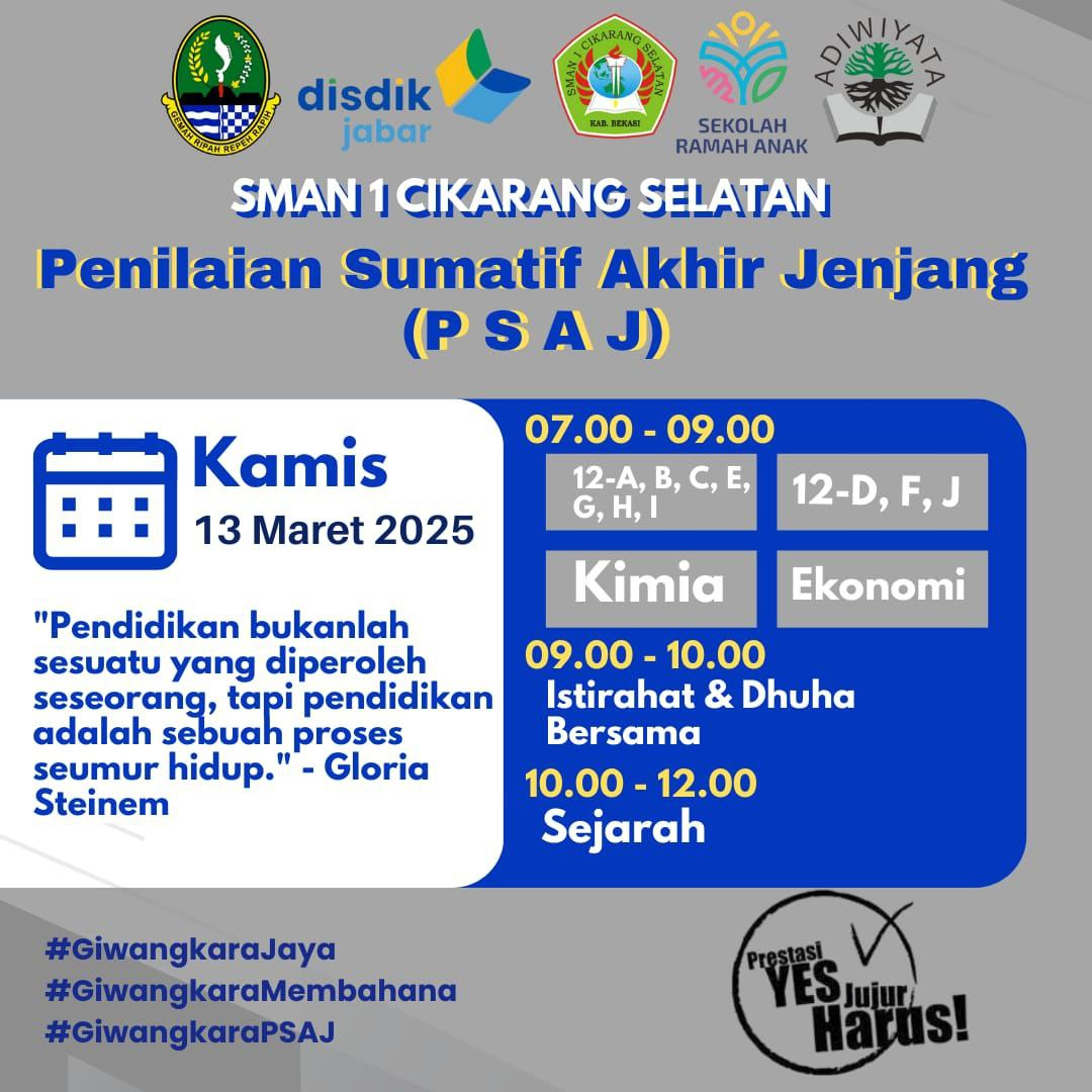 Jadwal PSAJ SMAN 1 Cikarang Selatan